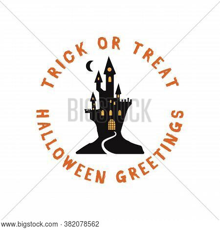 Happy Halloween Emblem Logo Design. Holiday Poster With Pumpin, Witch Hat And Text - Today I Can Be 