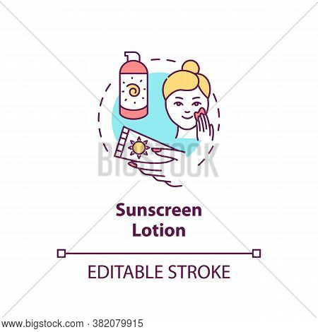 Sunscreen Lotion Concept Icon. Sunblock. Spf Moisturizers. Sun Protection Lotion. Sunburn Cream Idea