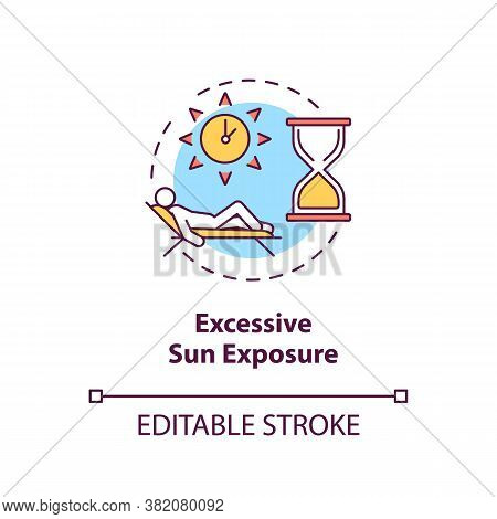 Excessive Sun Exposure Concept Icon. Danger Of Tanning And Sunbathing. Sunstroke. Uv Light Idea Thin