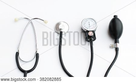 Medical Equipment On A White Background. Diagnosis And Treatment