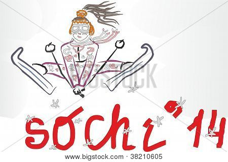 Skieur en vol. Sochi 2014