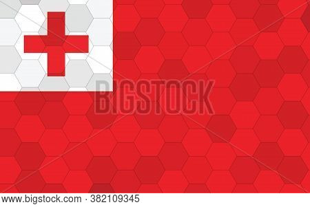Tonga Flag Illustration. Futuristic Tongan Flag Graphic With Abstract Hexagon Background Vector. Ton