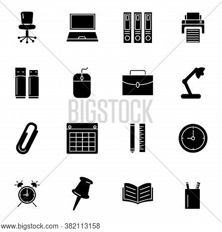 Office Icon Set Glyph Style For Your For Your Web Design, Logo, Ui. Illustration. Such As Chair,lapt