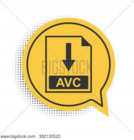 Black Avc File Document Icon. Download Avc Button Icon Isolated On White Background. Yellow Speech B