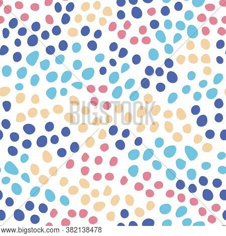 Vector Colourful Hand Drawn Dots Seamless Pattern Print Background.