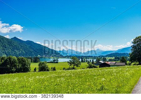 Lake Walchsee Near Koessen At The Wilder And Zahmer Kaiser In Tirol, Austria.