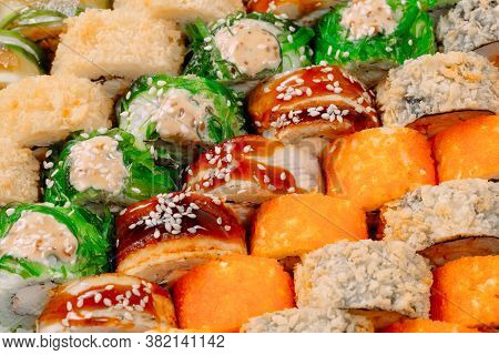 Many Types Of Shusha Are Stacked In A Row.