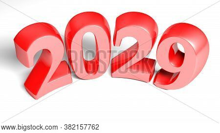2029 Red Pink Bent Write Isolated On White Background - 3d Rendering Illustration