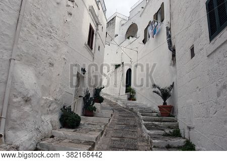Ostuni, Italy - October 6, 2010: The Famous Old Town Of Ostuni Also Called The White City