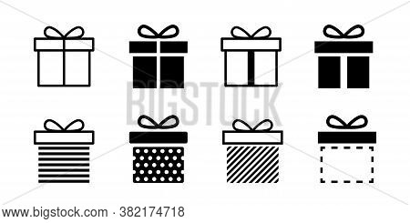 Present Gift Box Icon. Vector Isolated Elements. Christmas Gift Icon Dotted Illustration Vector Symb