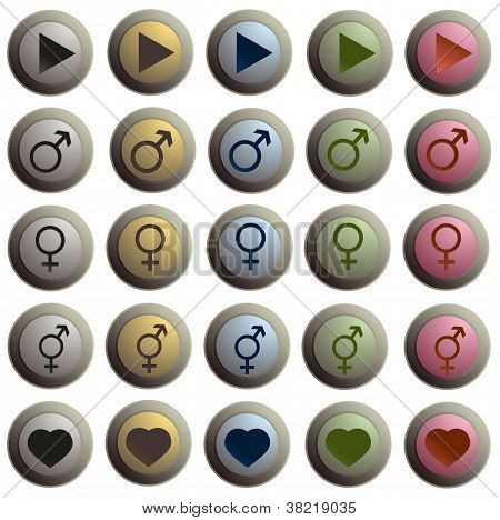 Sæt af tyve stilfulde knapper med kærlighed tegn