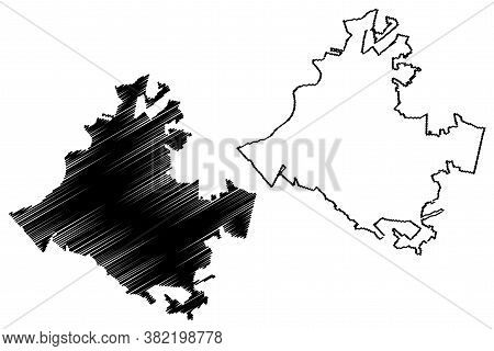 Torreon City (united Mexican States, Mexico, Coahuila State) Map Vector Illustration, Scribble Sketc