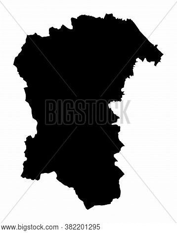 The Pescara Province Dark Silhouette Map Isolated On White Background, Italy
