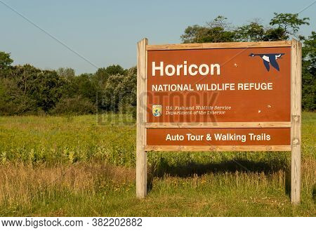 Horicon, Wi - 4 July 2020:  A Sign For Horicon National Wildlife Refuge Area For Auto Tour And Walki