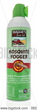 Winneconne , Wi - 16 August 2020:  A Can Of Maggies Farm Mosquito Fogger On An Isolated Background.