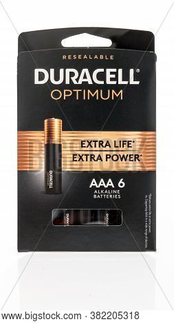 Winneconne , Wi - 16 August 2020:  A Package Of Duracell Optmum Batteries On An Isolated Background.