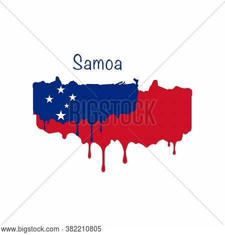 Painted Samoa Flag, Samoa Flag Paint Drips. Stock Vector Illustration Isolated On White Background