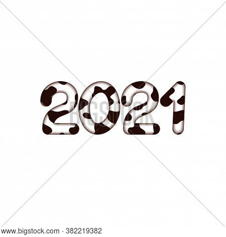 2021 New Year Digits Covered With Bull Skin Pattern 3d Illustration