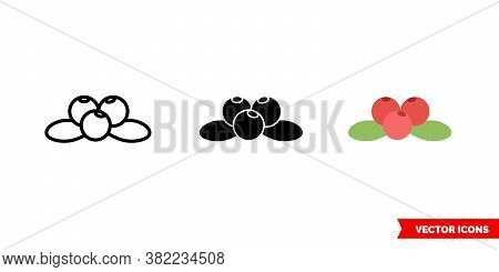 Cowberry Icon Of 3 Types Color, Black And White, Outline. Isolated Vector Sign Symbol.