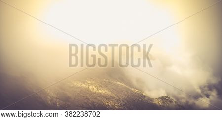Misty Fagaras Mountains, Romania. Mist Over The Alps Of Transylvania.