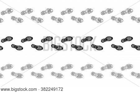 Flat Linear Design. The Path Of Human Footprints From Feet Without Shoes. Human Footprints Isolated 