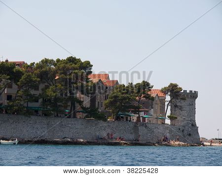 Korcula - July 12: Tourist And Locals Find Refreshment In The Adriatic Ocean As Croatia Suffers One