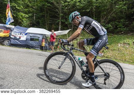 Le Bourget-du-lac, France - July 9, 2017: The German Cyclists Emanuel Buchmann Of Bora-hansgrohe Tea