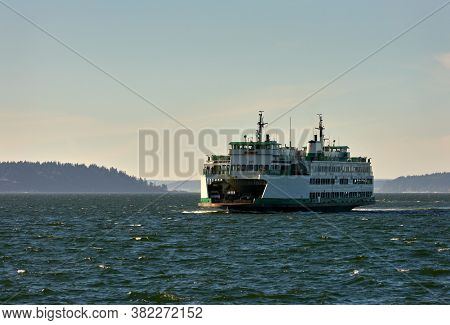 State Ferry Puget Sound Washington State. A Washington State Ferry On Puget Sound. Washington State.