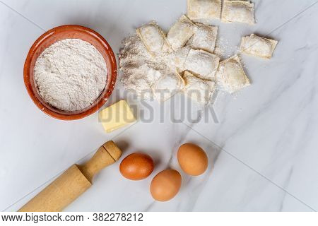 Making Homemade Ravioli Pasta.