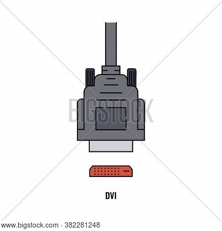 Dvi Or Digital Visual Interface Port Icon, Cartoon Vector Illustration Isolated.