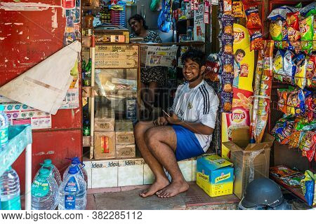 Candolim, North Goa, India - November 23, 2019: Beach Shacks And Vendors Providing Services And Good