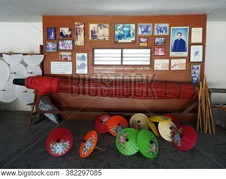 Bor Sang, Chiang Mai, Thailand, December 22, 2018: 4 Meter Long Parasol At Bor Sang Umbrella Making 