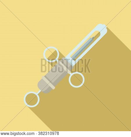 Dentist Anesthesia Syringe Icon. Flat Illustration Of Dentist Anesthesia Syringe Vector Icon For Web