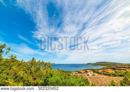 Clouds Over Capo Coda Cavallo Coastline. Sardinia, Italy