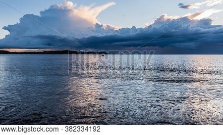 Beautiful View In The Swedish Baltic Sea Bay With Paper Industry In The Background