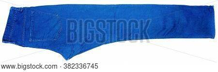 Long Dark Blue Jeands Lay On One Side