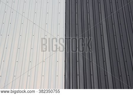 Black And White Wall. Geometrick Lines. Metal Construction.