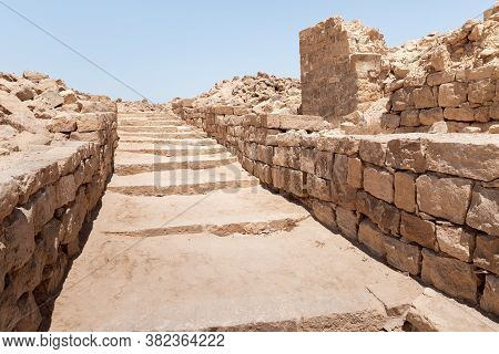 Remains Of One Of The Streets In Shivta - A National Park In Southern Israel, Includes The Ruins Of 
