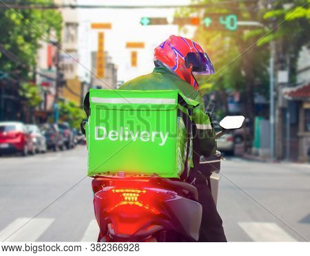 Food Delivery Driver Concept Is Driving To Deliver Products To Customers Who Have Ordered Online.