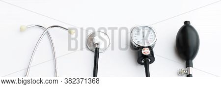 Medical Equipment On A White Background. Diagnosis And Treatment
