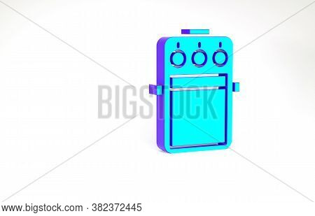Turquoise Guitar Pedal Icon Isolated On White Background. Musical Equipment. Minimalism Concept. 3d 