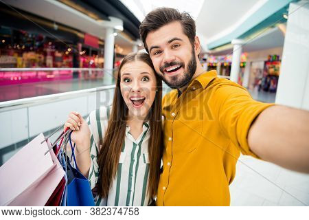 Portrait Ogf Two People Boyfriend Girlfriend Guy Blogger Make Selfie Video Call His Sweetheart Buy P