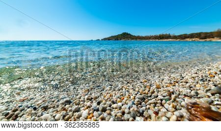Close Up Of Pebbels In Porto Pirastu Beach In Sardinia, Italy