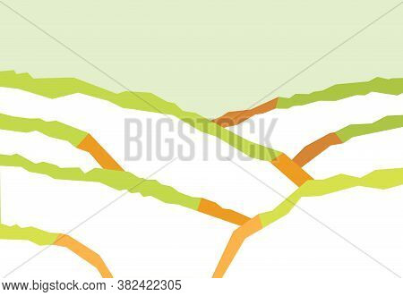 Colorful Angular Landsape With Hills, Vector Background