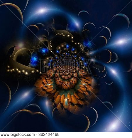 Multiverse vision. Modern surreal art. 3D rendering