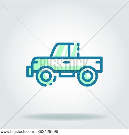 Logo Or Symbol Of Double Cabin Icon With Twotone Blue Color Style
