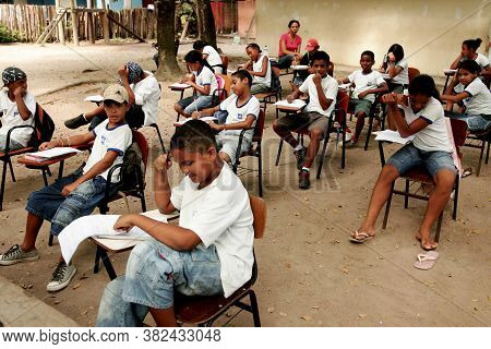 Porto Seguro, Bahia / Brazil - January 20, 2009: Public School Students Attend Class On The School P