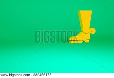Orange Cowboy Boot Icon Isolated On Green Background. Minimalism Concept. 3d Illustration 3d Render