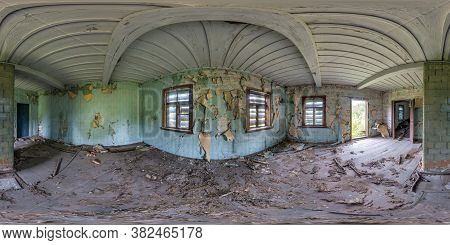 Full Seamless Spherical Hdri Panorama 360 Degrees Angle View Inside Abandoned Wooden House In Villag