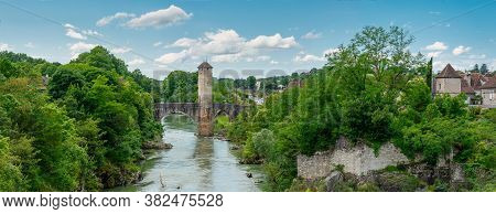 A Medieval Bridge Over River Gave De Pau In Orthez - France